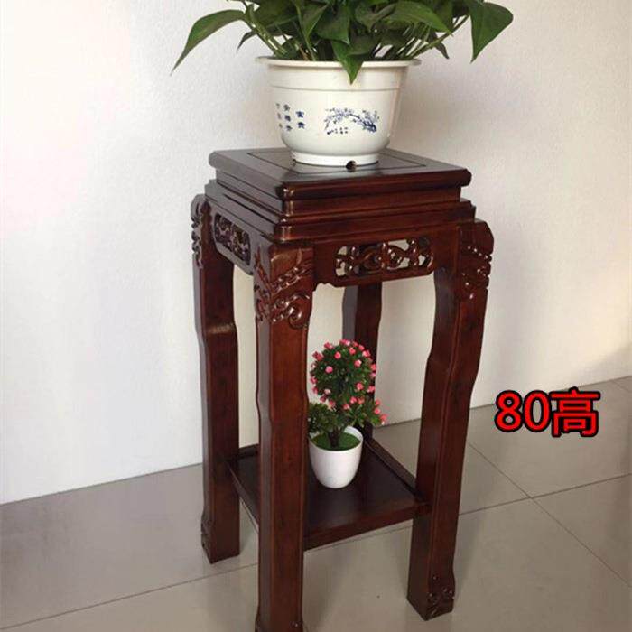 新品实木花架榆木中式植物木头整装方形盆景木制落地式绿萝花