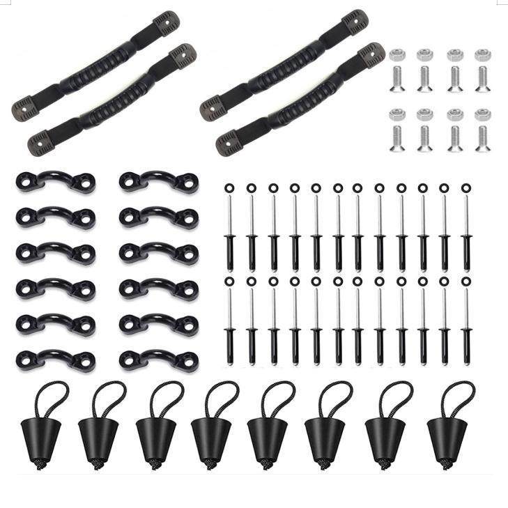 4皮划艇提手配螺丝螺母加12C型扣配24铆钉垫圈加8个排水塞HJ320