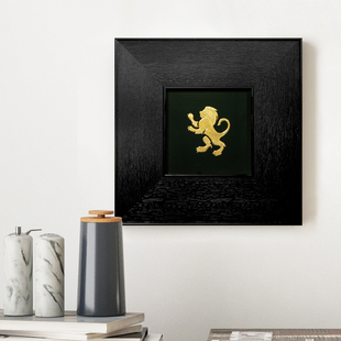 铜艺世家中古风焱彩雕金画铜雕画狮子狮王家居装 饰画挂画客厅动物