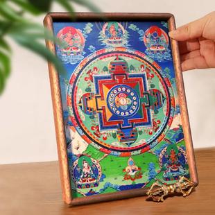 铜艺世家五部文殊菩萨坛城唐卡铜雕画桌面摆件藏传佛像装饰画摆台