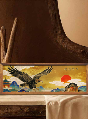 铜艺世家手工錾刻铜雕画鹏程万里大鹏展翅装饰画桌面摆件摆台