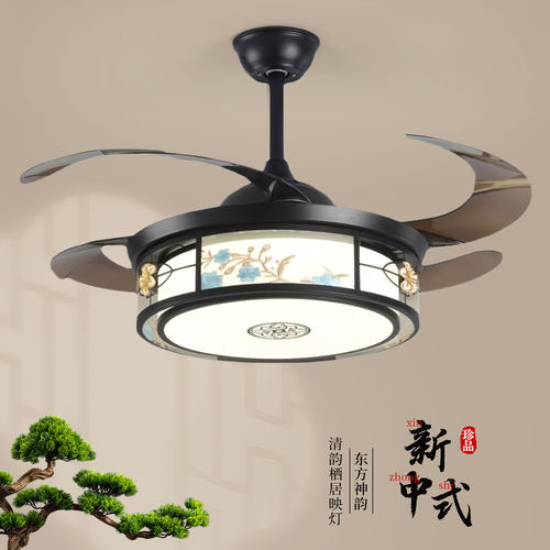 鼎嘉新中式铁艺餐厅卧室风扇灯