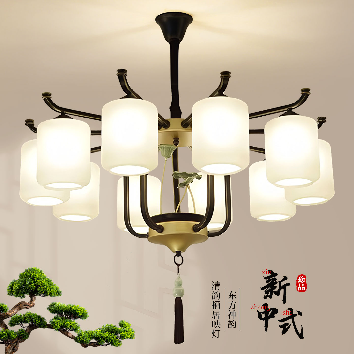 鼎嘉新中式铁艺客厅餐厅卧室吊灯图片