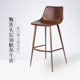 进口油蜡黄牛皮 真皮吧台椅子吧台椅高脚凳高脚椅轻奢高级7267