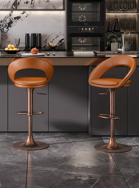 吧台椅靠背椅轻奢高级简约家用高脚酒吧椅吧台凳升降旋转椅子7369