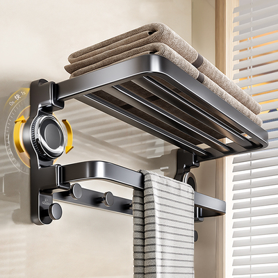 潜水艇吸盘式毛巾架2025新款卫生间免打孔浴室置物架高级感浴巾架