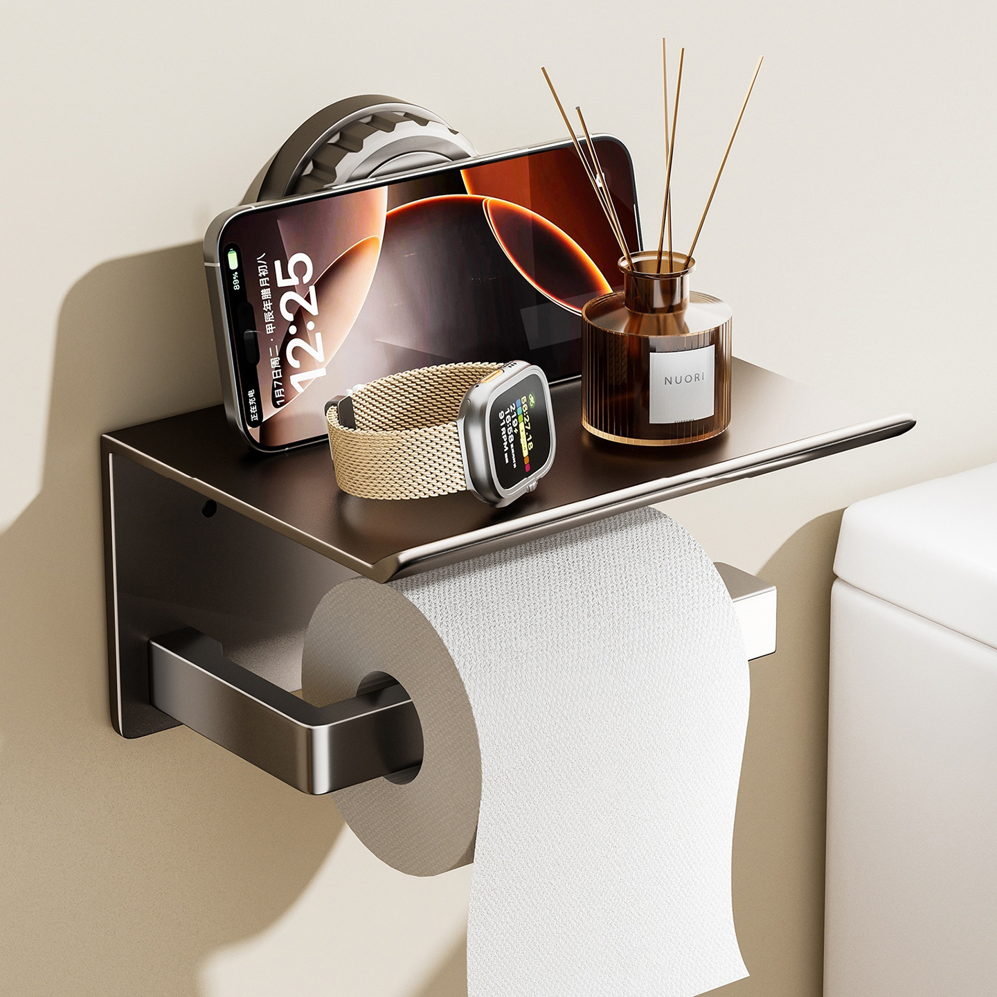 潜水艇厕所擦手纸巾盒吸盘式卫生间洗手台抽卷纸置物架轻奢高级感