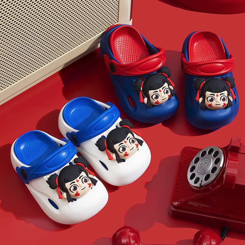 正品哪吒少年英雄儿童夏季小凉拖敖丙宝宝沙滩防滑软底卡通洞洞鞋