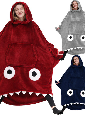fun shark hoodie blanket couple pajamas cartoon gift warm