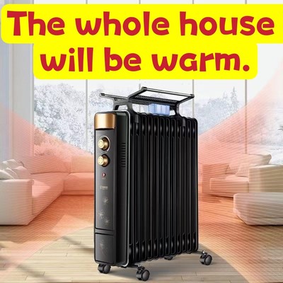 2000W Electric Room Heater Oil-filled Space Radiator 10-25㎡