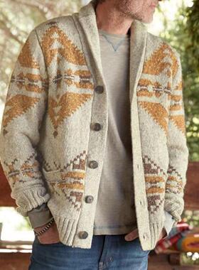 Men's outer sweater long-sleeved knitted jacket top 毛衣外套