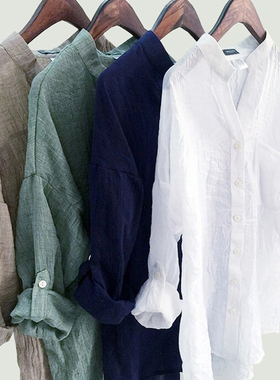 Blouse Shirt Fashion Cotton Linen V Neck Women Shirts Blusas