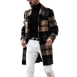 2020 winter coat men's plaid coat lapel casual jacket jacket
