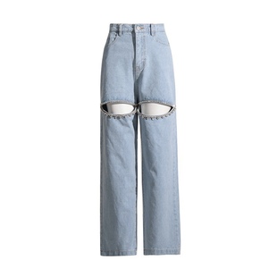 Denim Trousers For Women High Wiast Wide Leg Pants Female