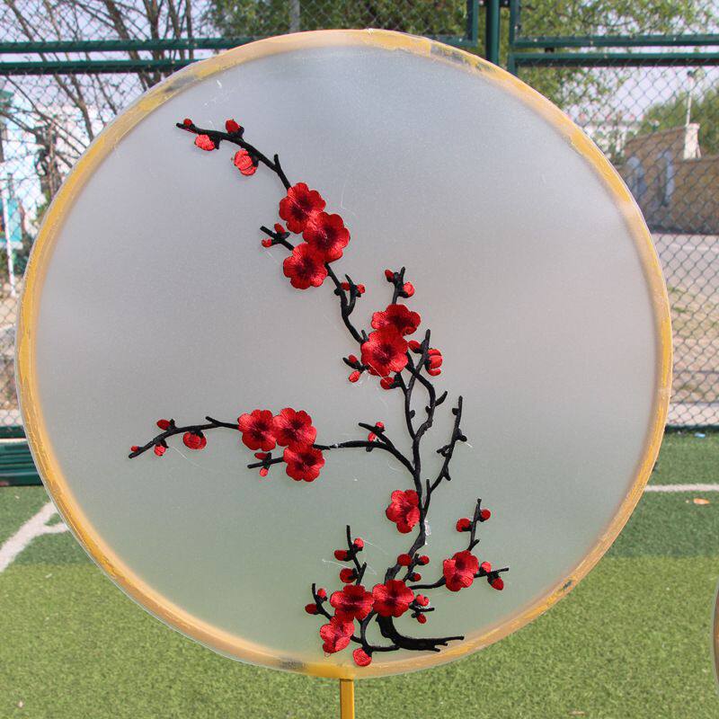 新款中式婚礼道具路引梅花刺绣圆环摆件装饰古典古风婚礼路引