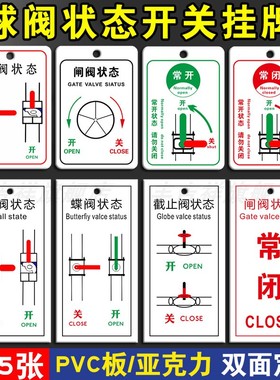 球阀状态闸阀开关常开常闭标识消防喷淋管道阀门开关状态标识牌标志牌蝶阀截止阀开启关闭吊牌亚克力双面挂牌