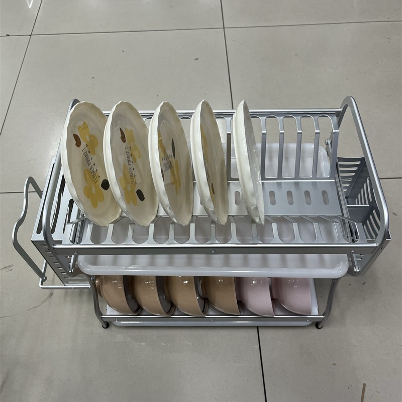太空铝厨房碗碟收纳架橱柜碗架拉篮抽屉式碗盘盘子沥水置物架