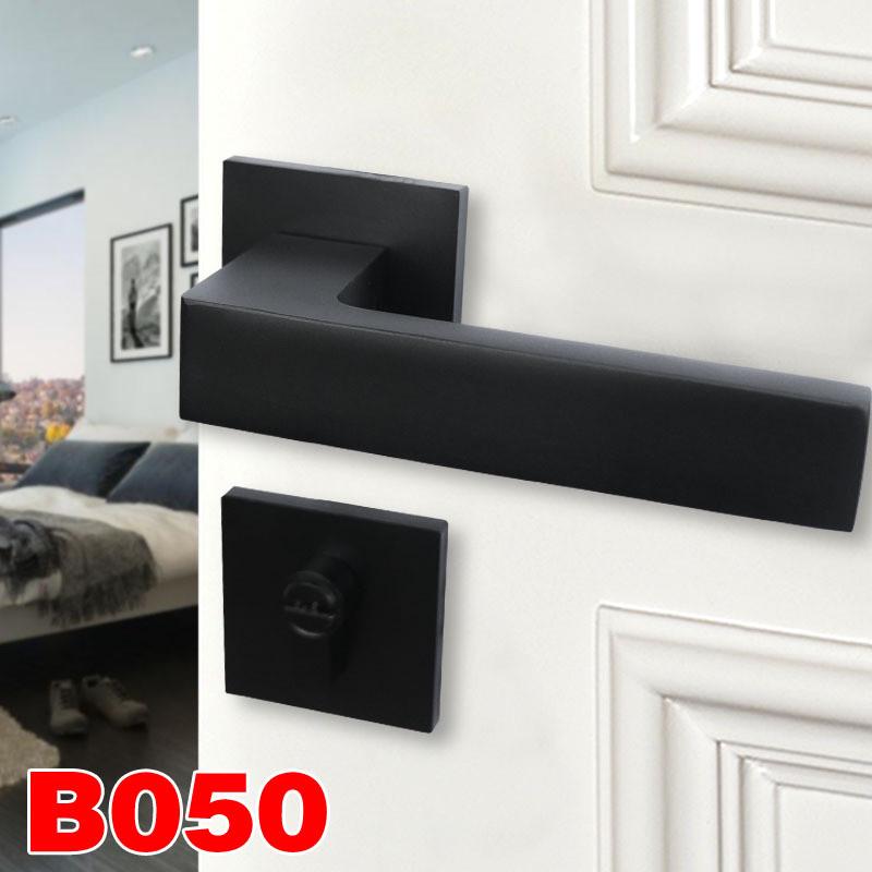 现代室内木门锁静音磁吸卧室房门锁三件套简约分体黑色美式门锁