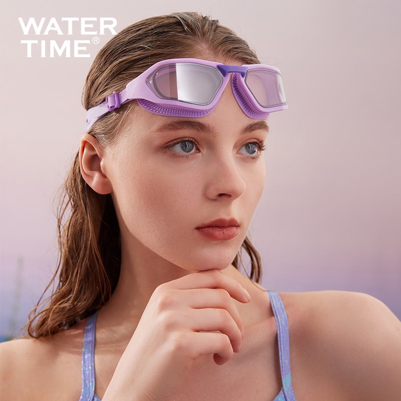 WaterTime 游泳镜女高清防水防雾近视大框镀膜游泳眼镜游泳帽套装