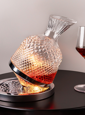 水晶旋转醒酒器酒柜家居装饰品摆件红酒架轻奢高档大气客厅餐边柜