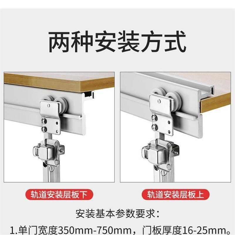 e!步入式衣柜折叠门五金配件无下轨橱柜移门吊轨轨道推拉门滑轮