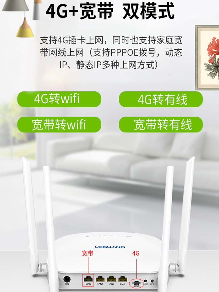 Leguang 4G wireless router plug-in wifi monitoring, cpe, mobile phone traffic, Internet access, SIM Unicom, mobile all-Netcom, home to wired, broadband network port networking, Europe, Hong Kong, Taiwan