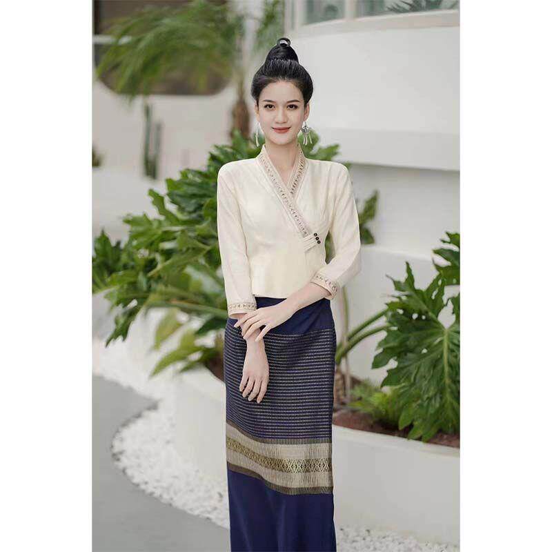 YUNNAN TOURISM: XISHUANGBANNA YUJIA DAI COSTUMES NATIONAL COSTUMES SLIM CHINESE TEA CLOTHES NEW CHINESE NATIONAL STYLE WOMENS CLOTHING