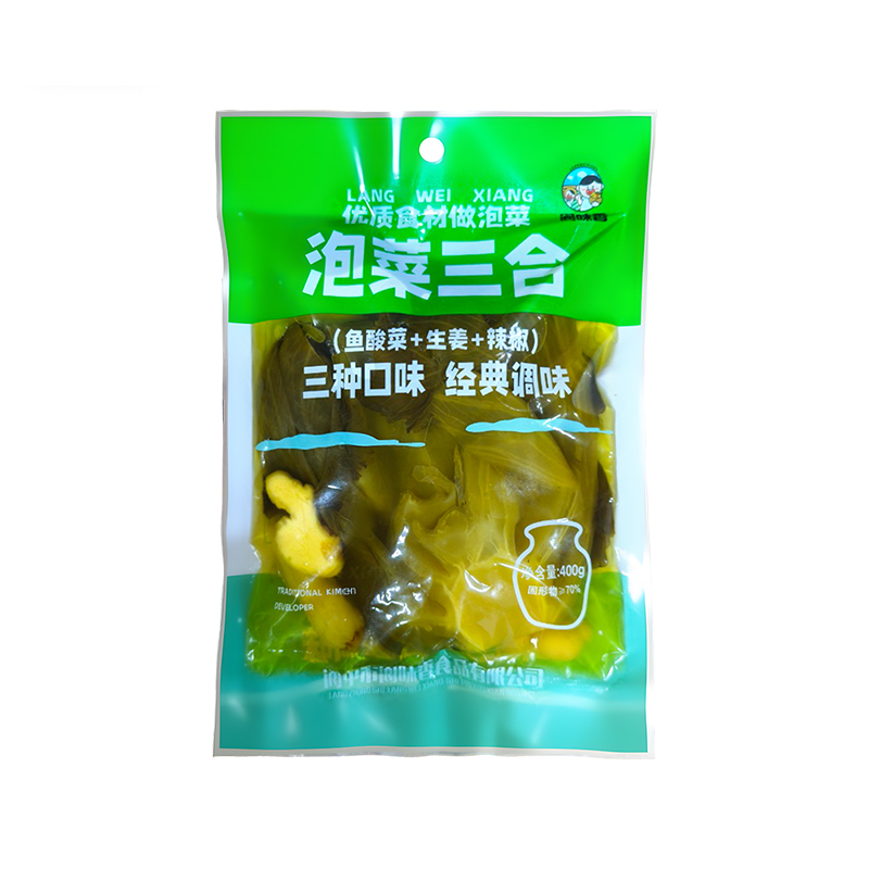 泡菜三合400克袋装三种口味经典调味真材实料家庭常备酱腌菜下饭
