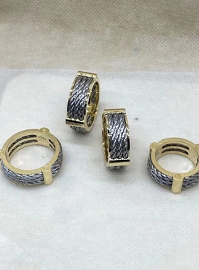 戒指男生18K金欧美指环精钢缆绳