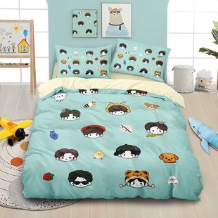 2025十个勤天床上四件套全棉卡通二次元被套床单床笠学生宿舍三件