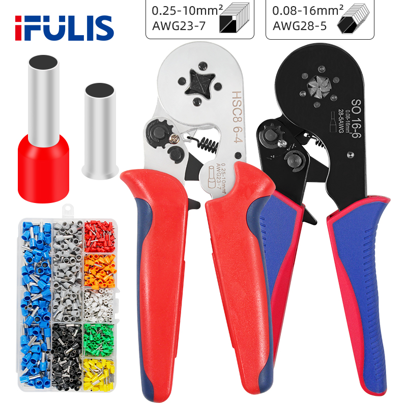 VE管型端子压线钳冷压端子E管型小q黑夹手动压接钳子电工针形欧式