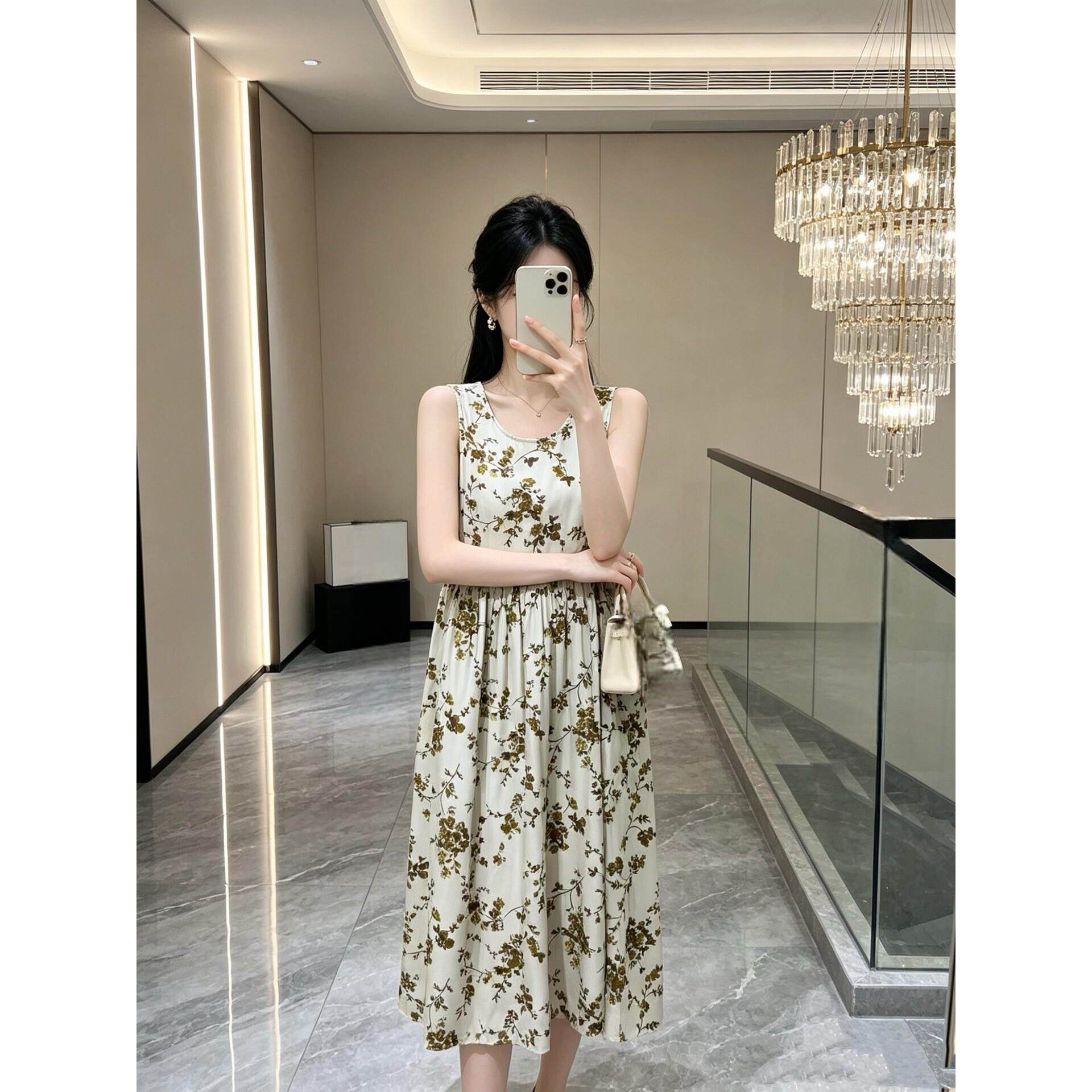 2026新款时尚气质圆领印花连衣裙优雅女人味碎花裙子深圳南油6