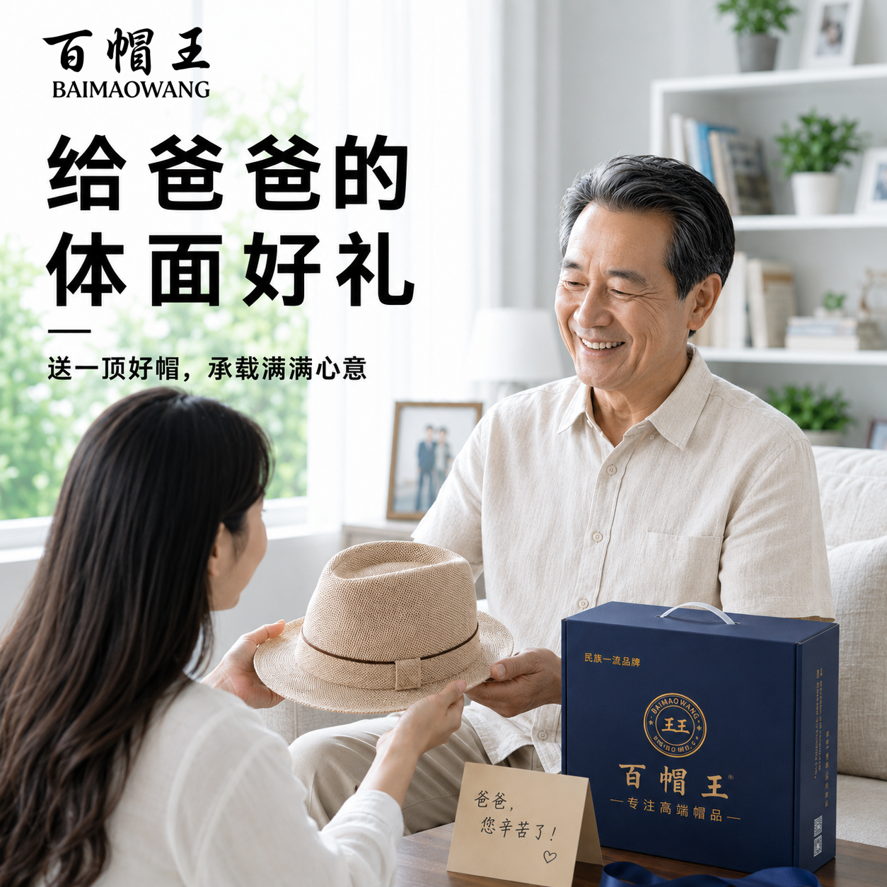 百帽王男士宽檐休闲麻帽凉爽透气
