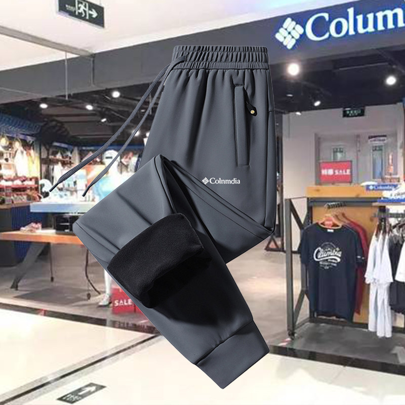哥伦休闲裤男秋冬加绒加厚弹力透气防水长裤石墨烯宽松大码冲锋裤