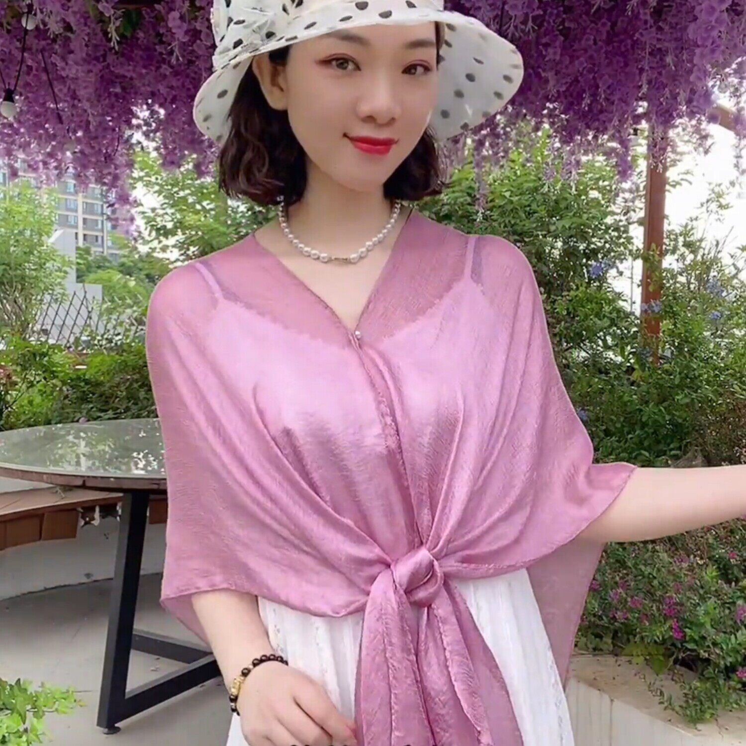女士外搭披肩夏薄款防晒斗篷开衫薄纱小坎肩骑车防紫外线丝巾披风
