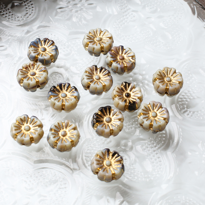 【合集】进口捷克琉璃珠10mm压制五瓣小花项链手串DIY串珠材料