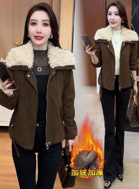 MONLOUVE小个子加绒加厚短外套女装2025冬季新款时尚休闲百搭显瘦