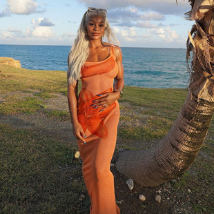 cut dress低胸显瘦吊带长款 slimming long 连衣裙女 camisole Low