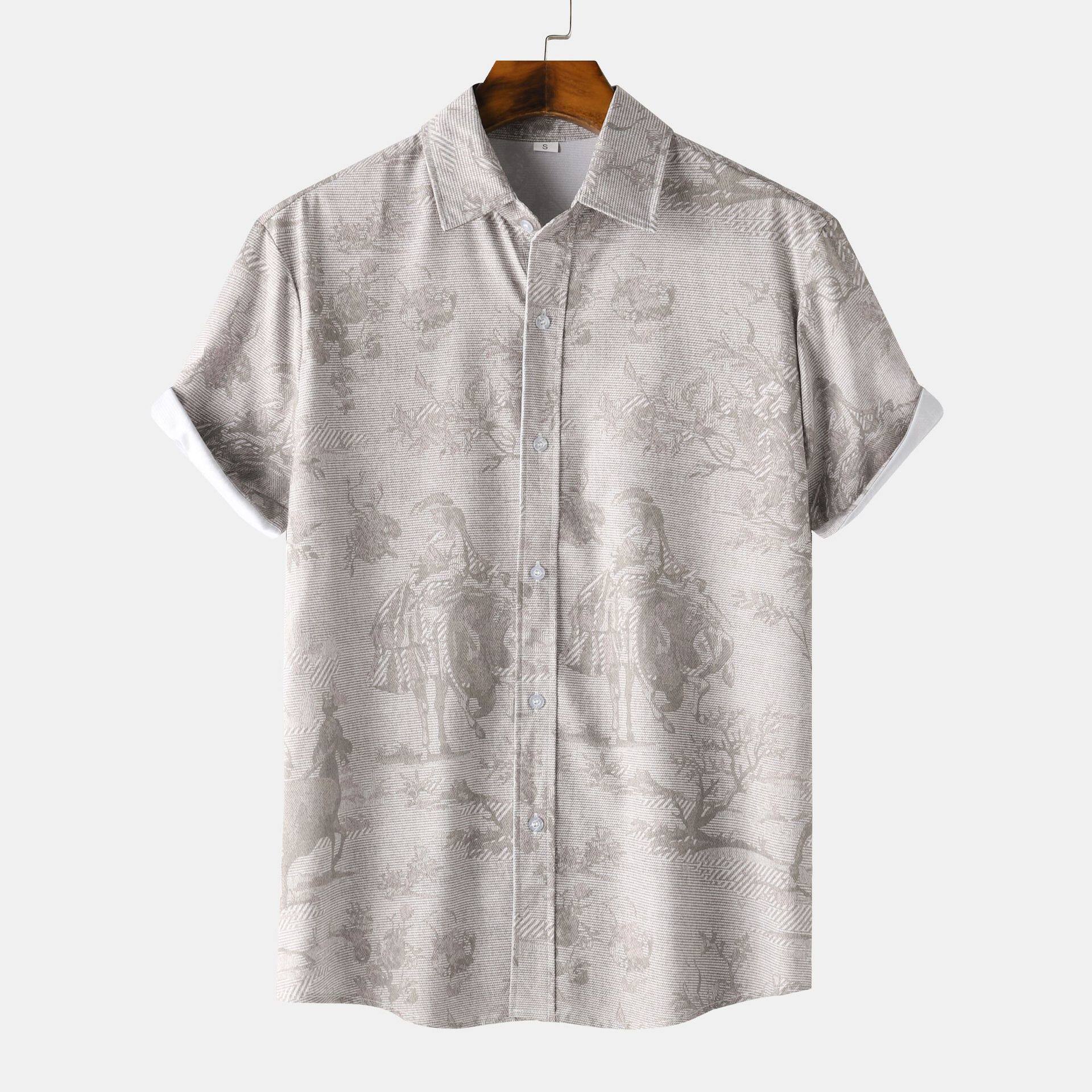 2025夏威夷风大花青春时尚衬衫男士碎花短袖衬衣潮Men's Shirts