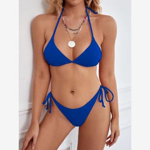 Swimsuit Bikini 泳装 欧美性感绑带三角分体女比基尼泳衣Bandage