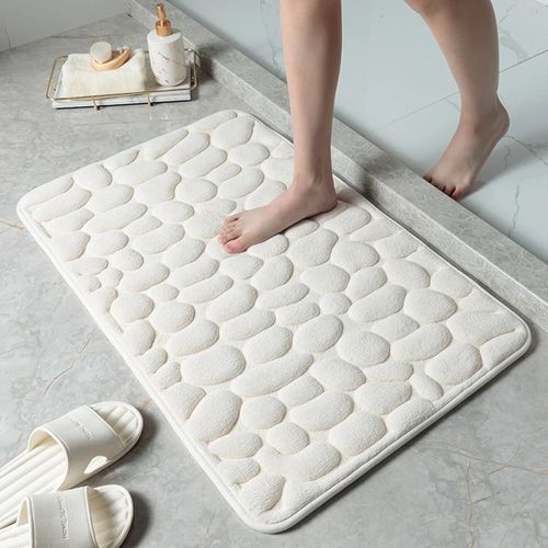 Cobblestone Embossed Bath Mat Non-slip Carpets In Wash 地垫