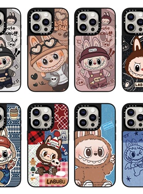 MIAIKOSS磁吸MagSafe联名牛仔纹拉布布头像适用iphone16手机壳15pro苹果14pro镜面保护套13趣味卡通情侣plus