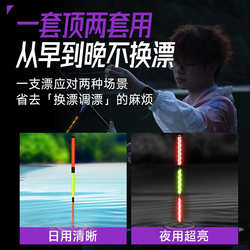 威拓森玩趣免调漂夜光套装全套钓鱼线组高灵敏线钩漂日夜两用成品