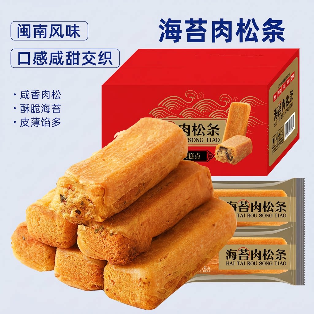海苔肉松条闽南风味营养早餐代餐传统糕点心休闲小食肉松饼零食