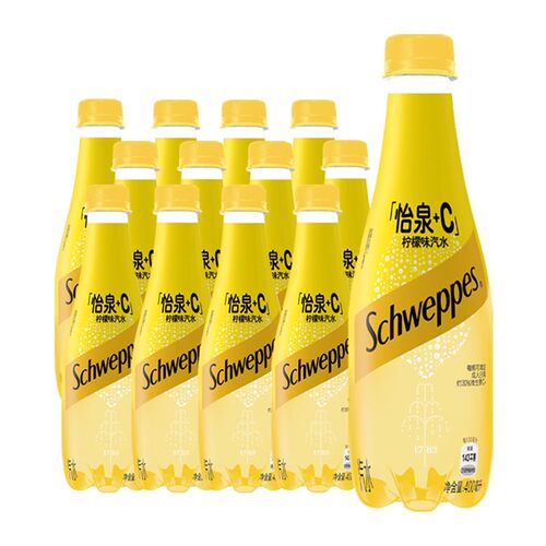 可口可乐怡泉C柠檬味汽水400ml碳酸饮料气泡瓶装