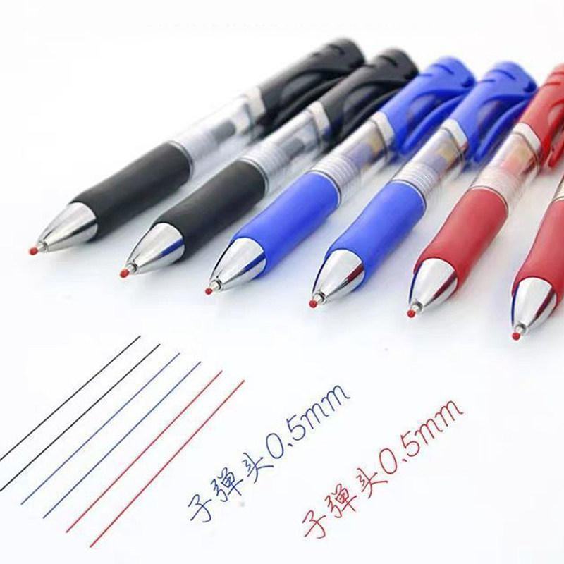 K-35 프레스 젤 펜 0.5MM 리필 볼펜 서명 펜 회의 펜 검정 빨강 파랑 학생 학습 사무용품 속건성