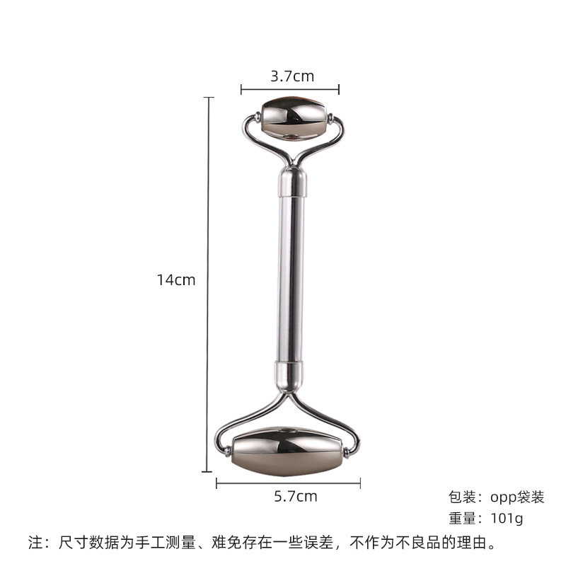 现货双头不锈钢滚轮按摩器面部专用不锈钢按摩棒金属美容棒