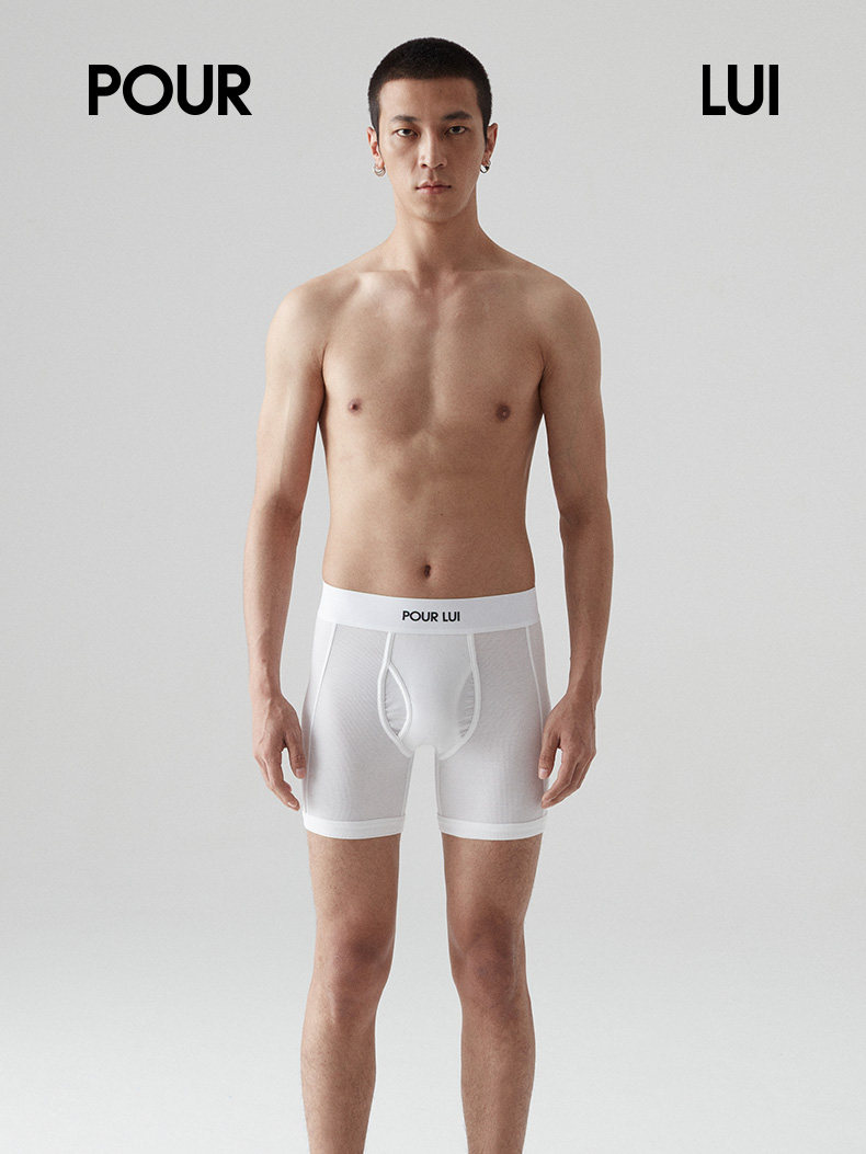 璞履 男士超弹莫代尔罗纹长款平角内裤 运动防磨腿POURLUI UDW115
