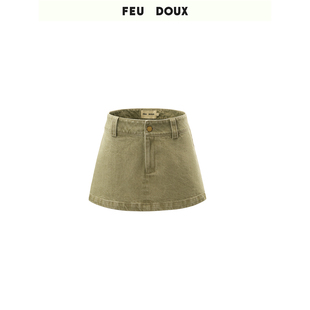 FEU DOUX 修身复古工装牛仔裤裙女夏