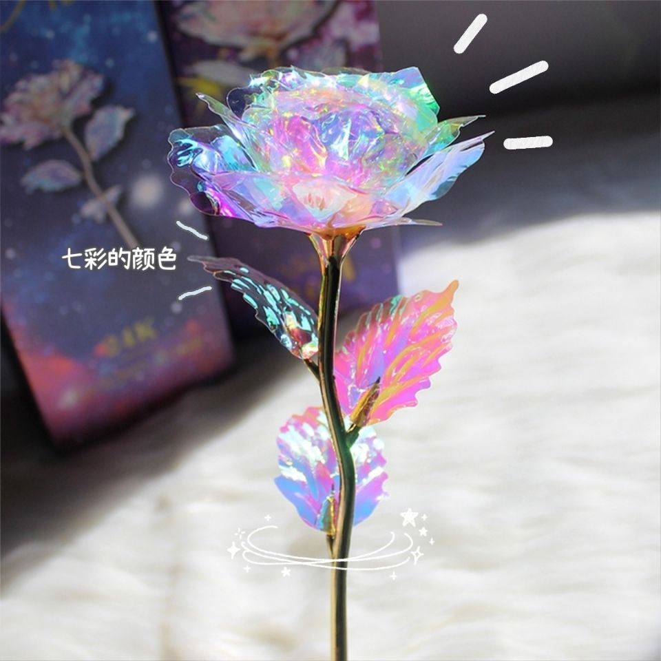 彩色水晶金箔花仿真金色玫瑰花束